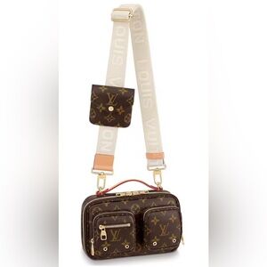 Louis Vuitton Monogram Brown Crossbody Bag with Cream Strap